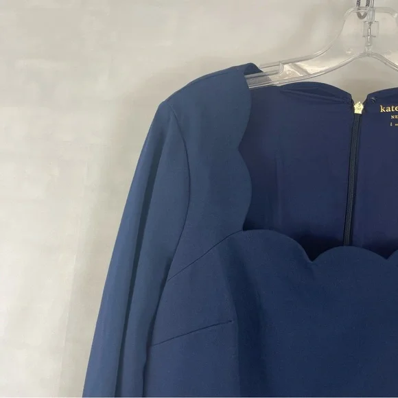 Kate Spade New York Women’s Scallop Neck Long Sleeve‎ Dress Blue Size L - Picture 4 of 13